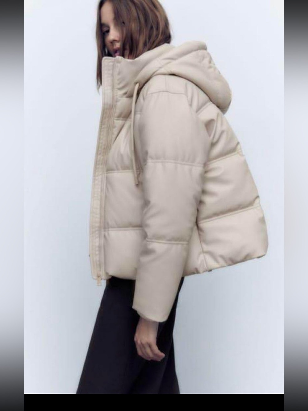 Zara Cream Vegan Hooded Cropped Puffer Jacket - Women